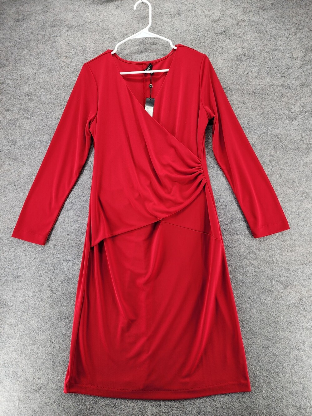 Talbots Dress Womens Medium Long Sleeve Red V Neck Midi